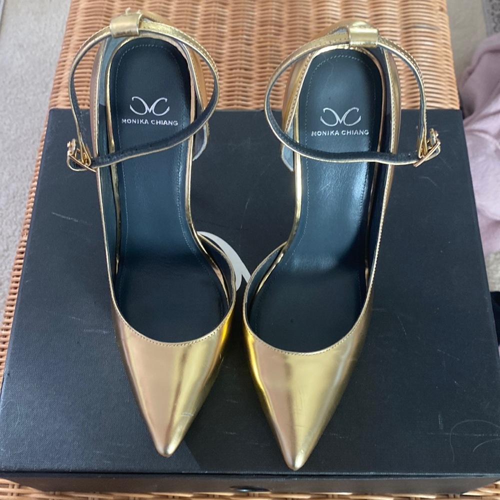 Metallic Gold leather stilettos